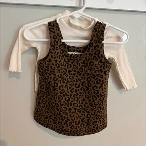 0-3 months- Leopard Print Dress & Shirt